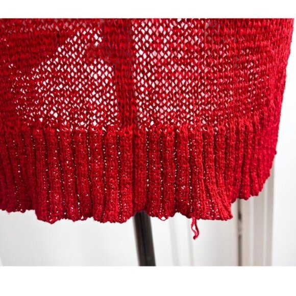 CHRISTIAN SIRIANO RUNWAY Open Knit High Low Red Sweater Size XL - Picture 12 of 15